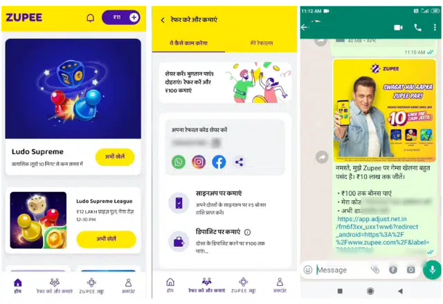 zupee referral code 2024 today free india telegram link